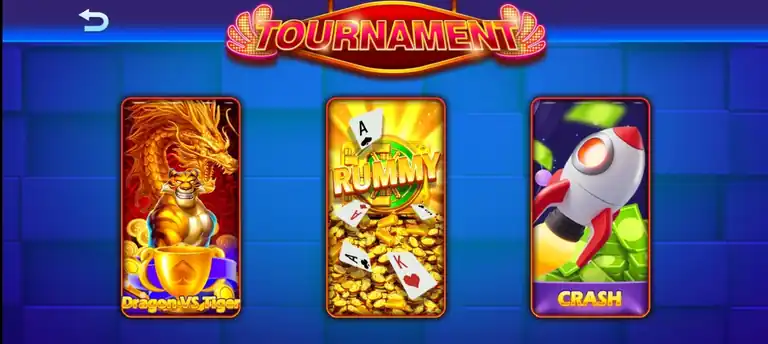 Tournament offer for Dragon VS Tiger, Rummy and Crash